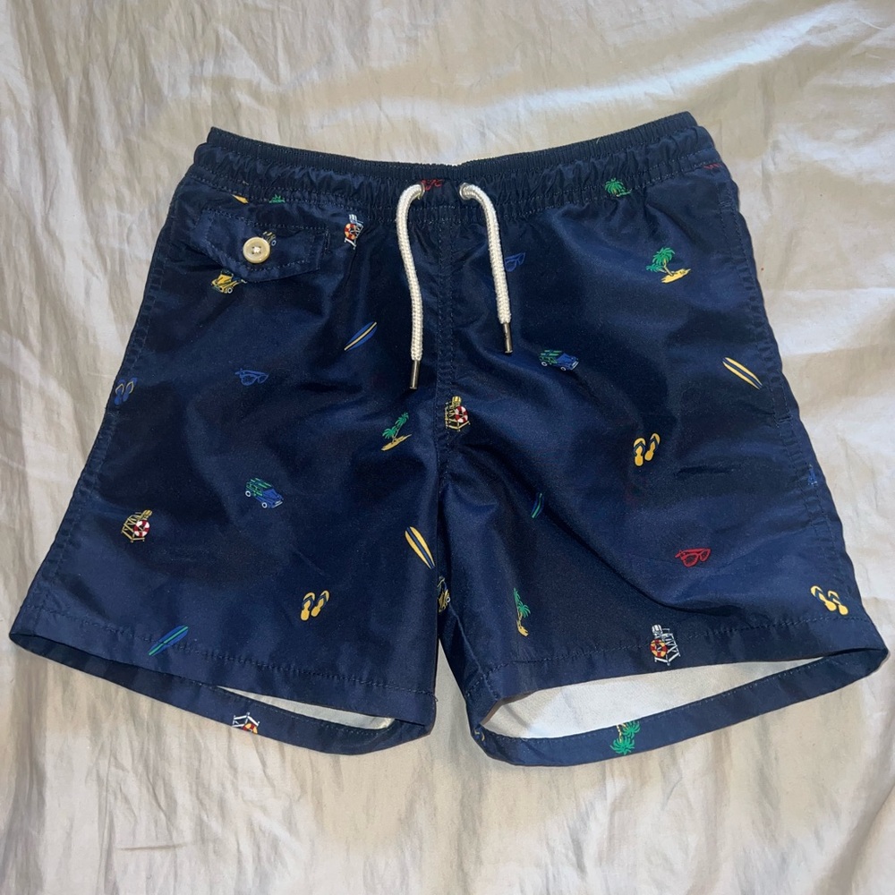 Polo by Ralph Lauren Kids Navy Swim Trunks with Multicolor Accents